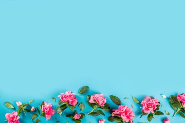 Floral pattern with pink spring flowers