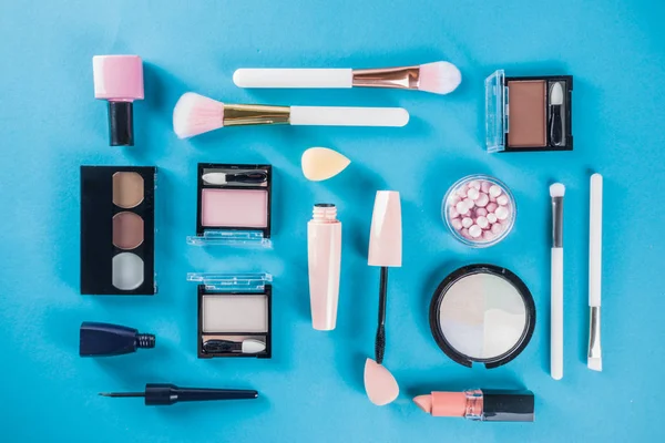 Professionele Make Cosmetische Set Met Zomer Tropische Bladeren Vrouw Tas — Stockfoto