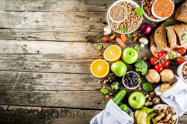 Gesunde Ernährung Auswahl Guter Kohlenhydratquellen Ballaststoffreiche Nahrung Diät Mit Niedrigem — Stockfoto
