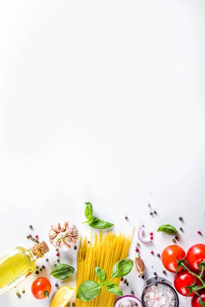 Ingredientes Comida Italiana Para Cocinar Pasta Espaguetis Pasta Espagueti Cruda — Foto de Stock