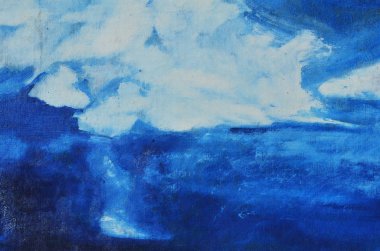 Tuval üzerine koyu mavi ve beyaz örnek