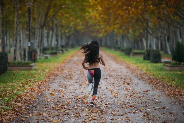 在公园里练习跑步的妇女 — 图库照片