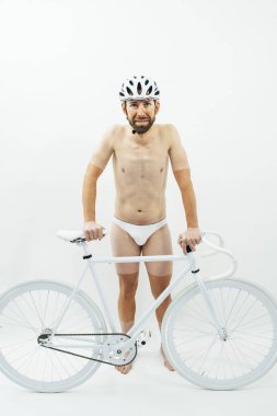 Beyaz Bisiklet adamla Nake