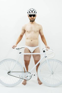 Beyaz Bisiklet adamla Nake