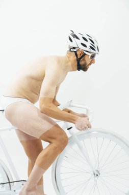 Beyaz Bisiklet adamla Nake