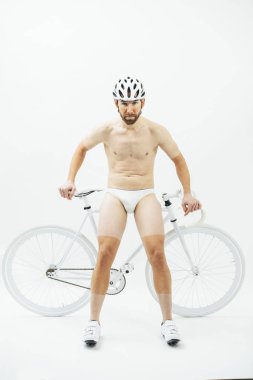 Beyaz Bisiklet adamla Nake
