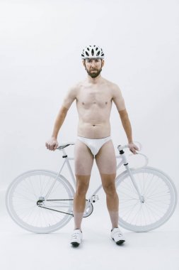 Beyaz Bisiklet adamla Nake