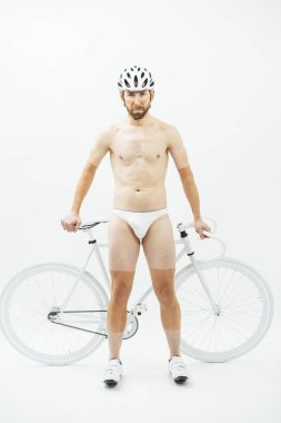Beyaz Bisiklet adamla Nake