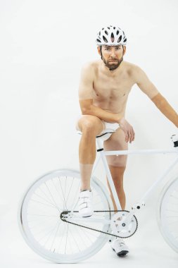 Beyaz Bisiklet adamla Nake
