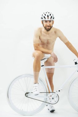 Beyaz Bisiklet adamla Nake