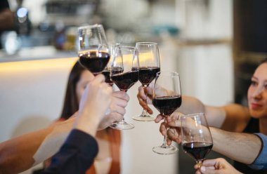 şarap ile toasting arkadaşlar