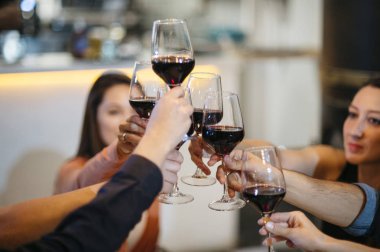 şarap ile toasting arkadaşlar