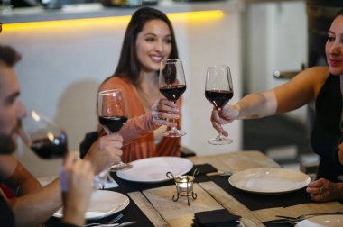 şarap ile toasting arkadaşlar