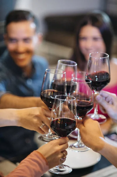 Şarap ile toasting arkadaşlar — Stok fotoğraf