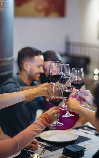 Şarap ile toasting arkadaşlar — Stok fotoğraf