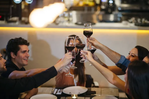 Şarap ile toasting arkadaşlar — Stok fotoğraf