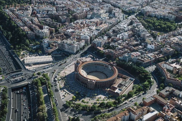 Air widok pierścienia torreador Las Ventas w Madrycie, Hiszpania — Zdjęcie stockowe
