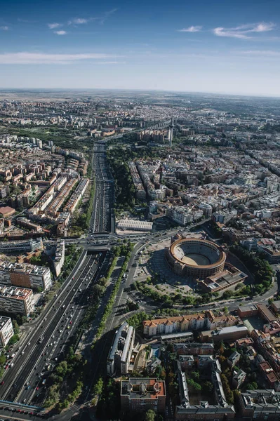 Air widok pierścienia torreador Las Ventas w Madrycie, Hiszpania — Zdjęcie stockowe