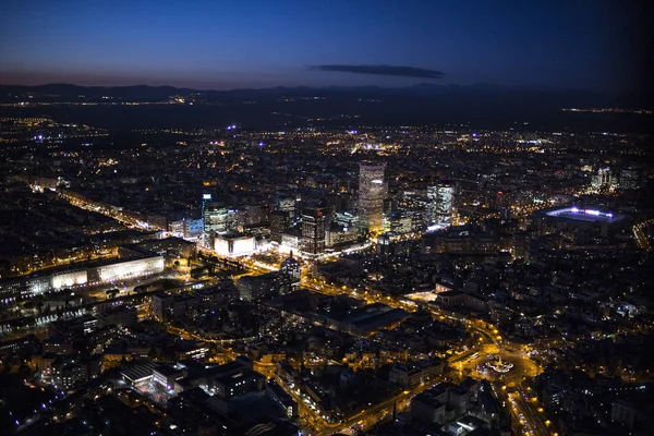 Vista aérea panorámica de la Puerta de Alcalá día a noche, sho principal — Foto de Stock