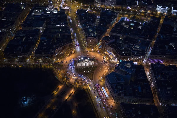 Panoramic aerial view of Puerta de Alcala day to night, main sho — Stock Photo, Image