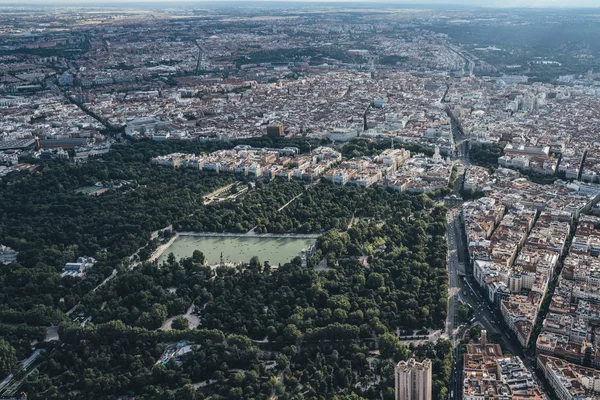 Aerial view of the city of Madrid from a helicopter — Stock Photo, Image