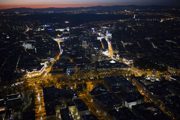 Panoramisch uitzicht op Madrid 's nachts, Metropolis Gebouw lichten, hoofdstad van Spanje, Europa — Stockfoto