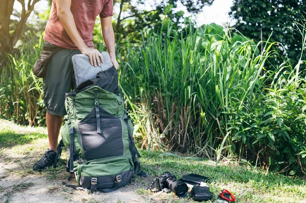 Digital Nomad Keeping Your Belongings Backpack — Stock Photo, Image