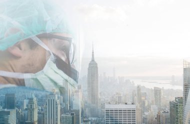 New York City 'de şeffaf erkek doktor - coronavirus US konsepti