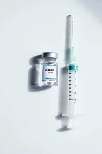 Koronavirová Vakcína Injekční Stříkačka Vyléčení — Stock fotografie