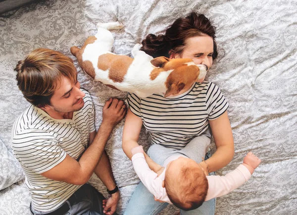 Happy family with cute baby — Stok Foto