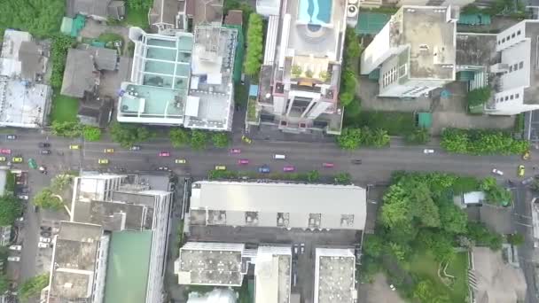 Bangkok City Tower And Traffic Aerial View. — Stock video