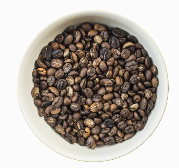 Grillet kaffebønner i hvit bakgrunn – stockfoto