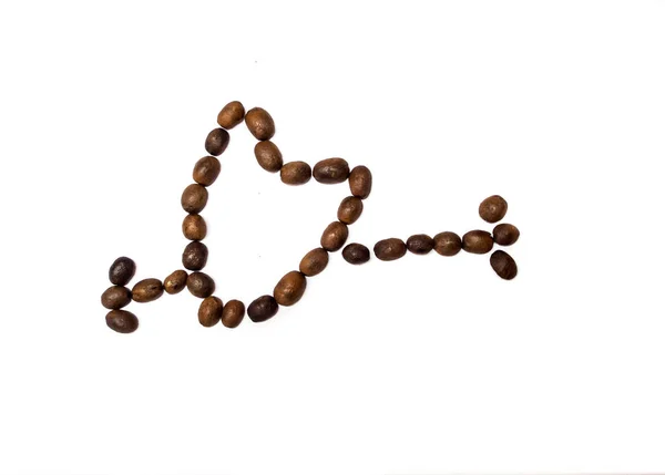 Kacang kopi dengan latar belakang putih — Stok Foto