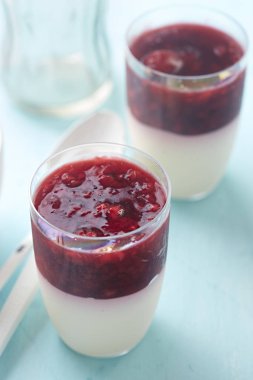 Panna cotta ile Ahududu