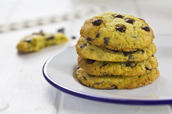Csokoládé chip cookie-k egymásra — Stock Fotó