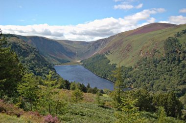 Glendalough lakes in the mountains tourist attraction clipart