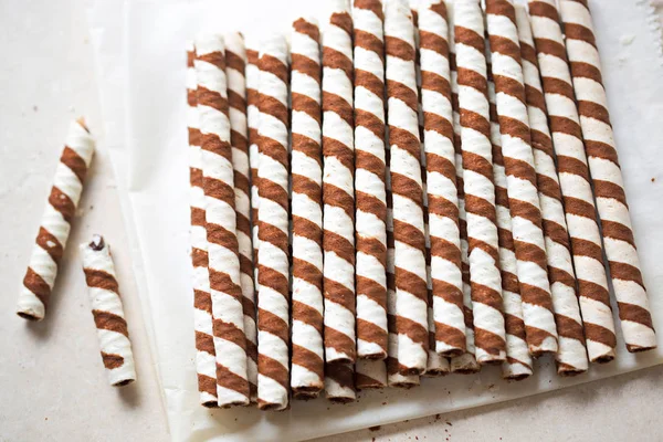 Chocolate cream rolls traditional Polish snack — Stock Photo, Image