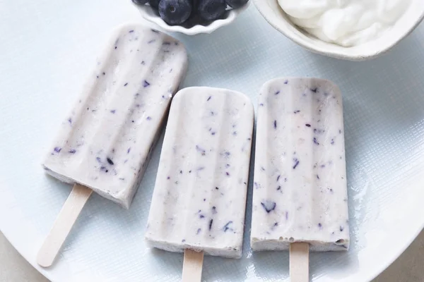 Glace au yaourt aux myrtilles popsicle — Photo