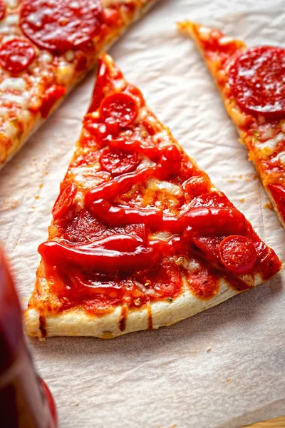 Pizza Pepperoni Cheese Oregano Stock Image