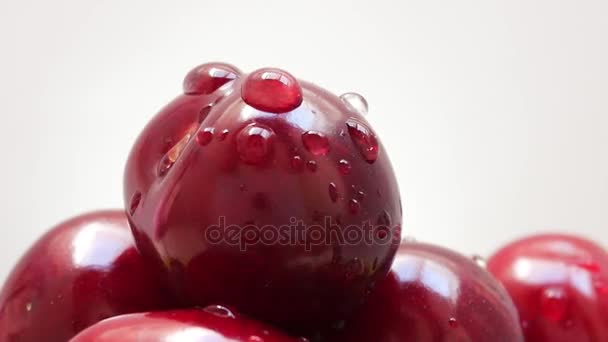 Juicy Cherries With Waterdrop Rotate — Stock Video