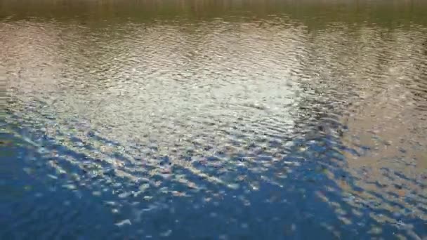 Зеркальная поверхность синей воды — стоковое видео