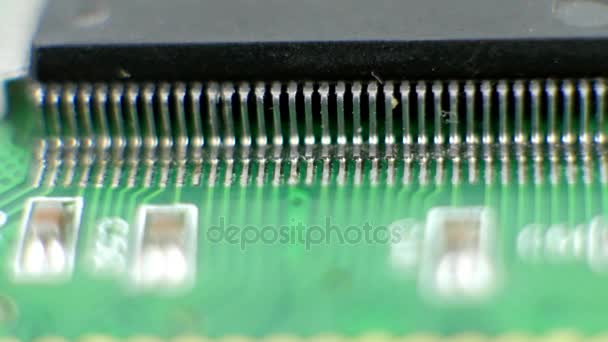 Electonic components microchips or cpu leg contacts — Stock Video