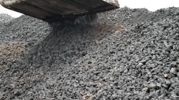 Carga de carbón mediante excavadora hidráulica — Vídeo de stock