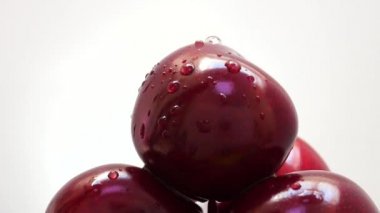 Tatlı taze Olgun Kiraz çiğ damlaları ile döner