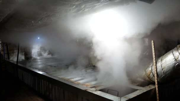 Steam on sugar refinery plant — Stock Footage Steam on sugar refinery plant Royalty Free Stock Footage
