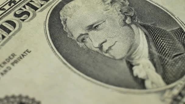 Billete de 10 dólares con el presidente Alexander Hamilton — Vídeo de stock