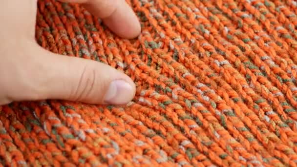 Ribbing naranja o jersey de lana jersey de punto superficie — Vídeo de stock