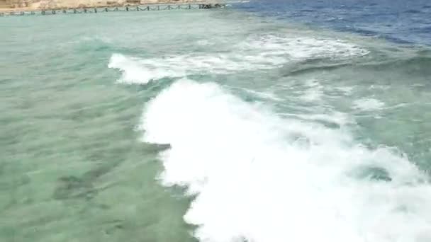 Mar de água ou oceano na praia — Vídeo de Stock