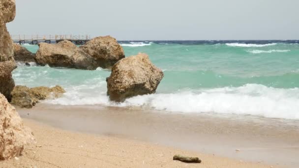 Water sea or ocean on beach — Stock Video