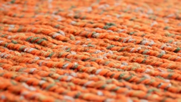 Orange ribbing eller stockinette ylle tröja stickning yta — Stockvideo